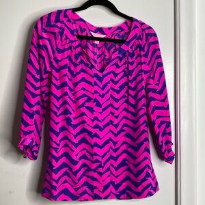 Lilly Pulitzer Silk Moxy Blouse X Small Pink Purple